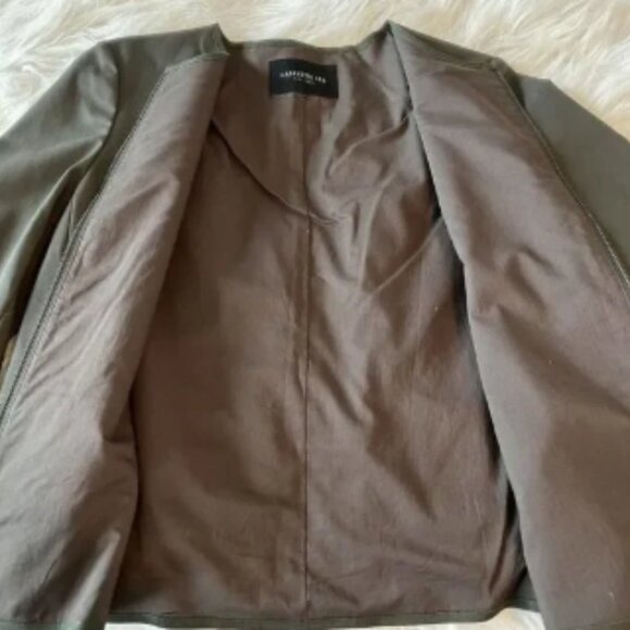Lafayette‎ 148 NY Blazer Olive Green Zip Front Collarless Jacket Cropped Size S? - Picture 4 of 8